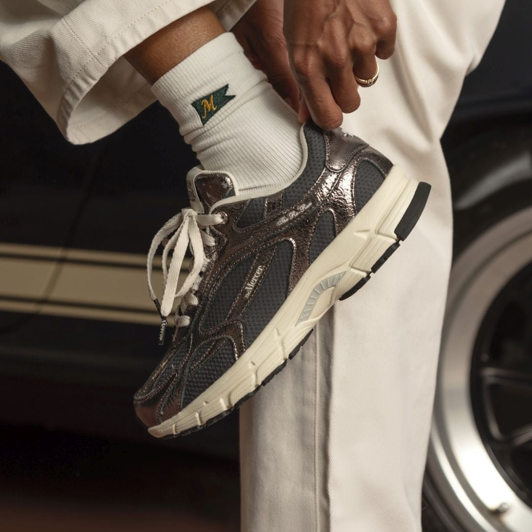 The Mercer Brand The Re-Run Cracked Sneaker Antraciet