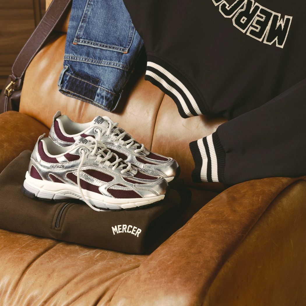 The Mercer Brand The Re-Run Pine Metallic Sneaker Zilver/Bordeaux