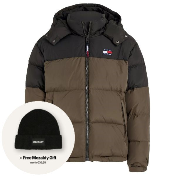 Tommy Jeans Alaska Colorblocked Puffer Donker Groen/Zwart