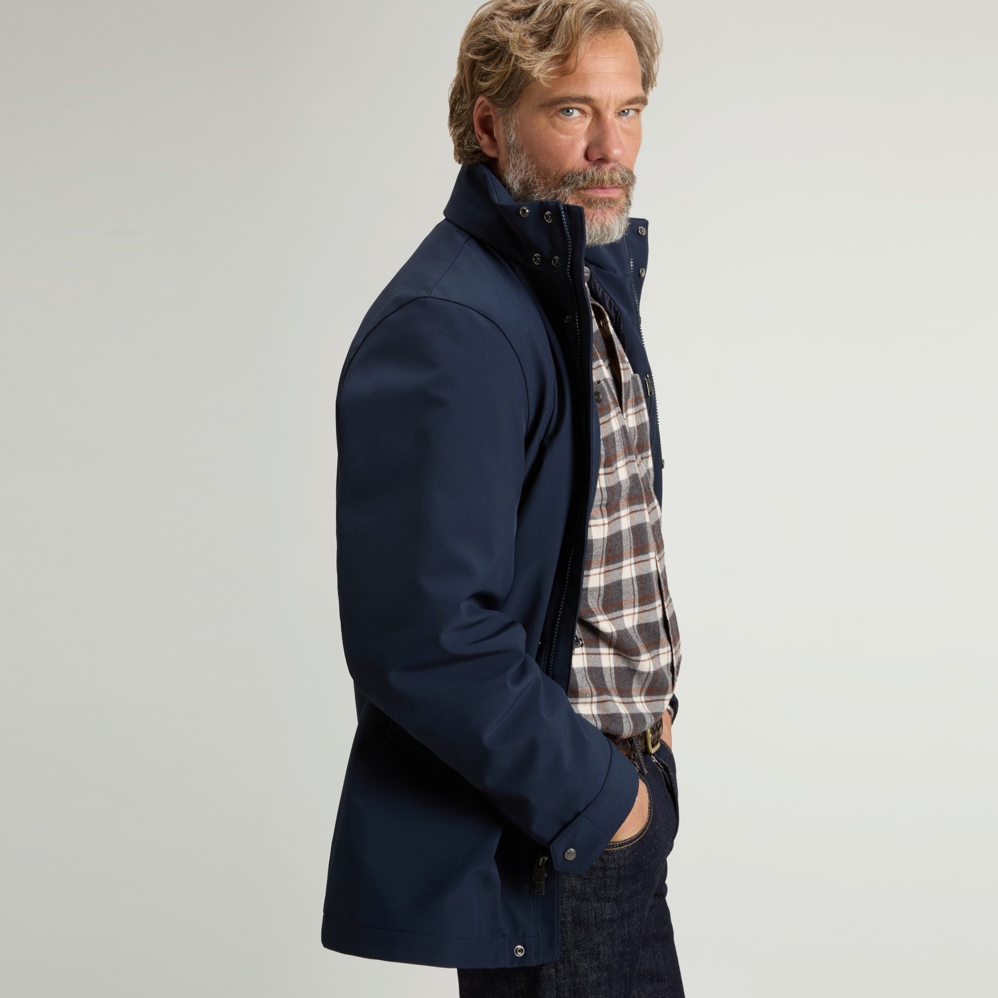 Woolrich Barrow Mac Coat Soft Shell Jas Navy