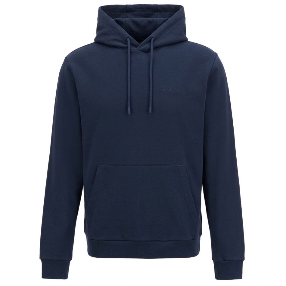 Woolrich Logo Interlock Hoodie Navy