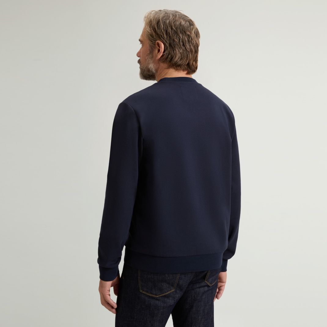 Woolrich Logo Interlock Sweater Navy