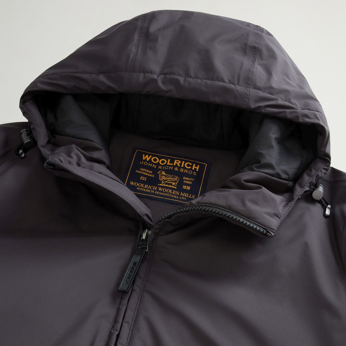 Woolrich Micro Ripstop Hooded Jas Antraciet